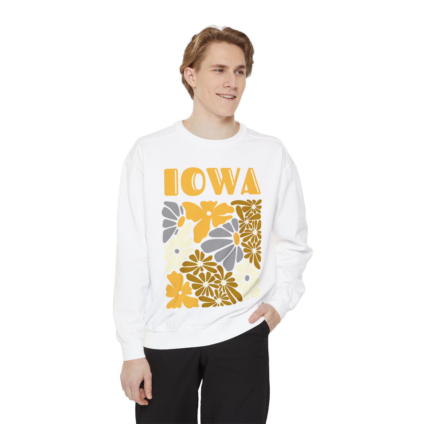 Iowa Floral Pullover - Comfort Colors