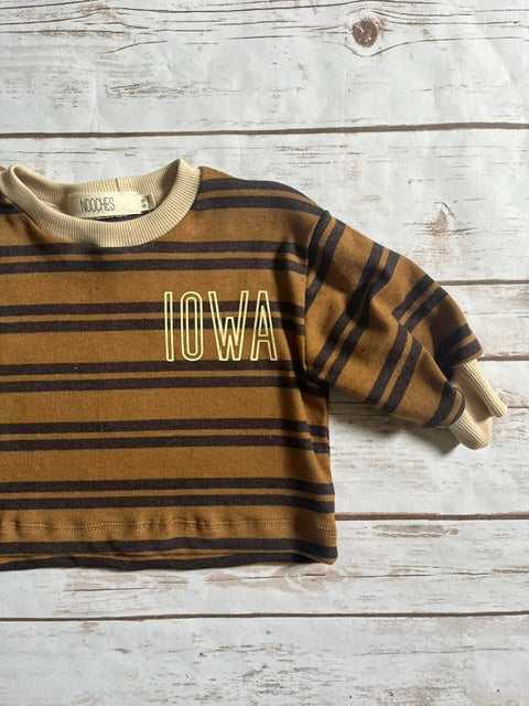 Iowa Golden Brown Stripe Boxy Long-Sleeve T