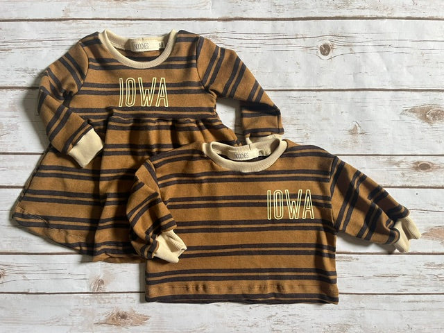 Iowa Golden Brown Striped Dress