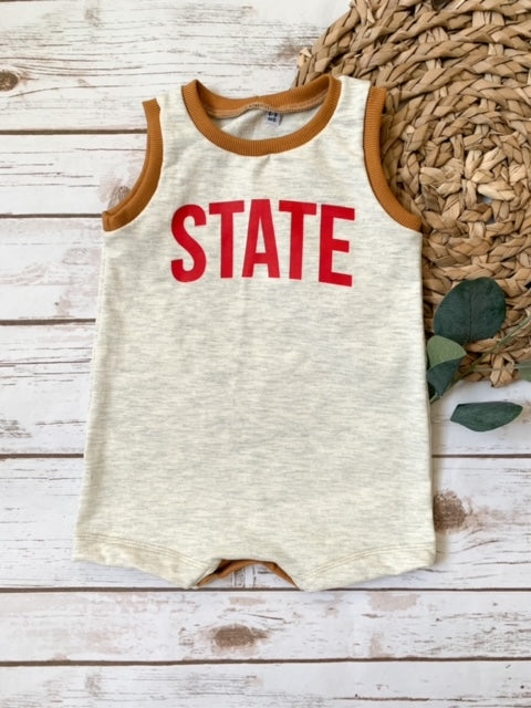Oatmeal Classic State Tank Romper