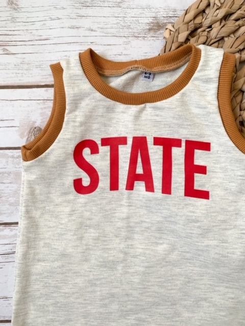 Oatmeal Classic State Tank Romper