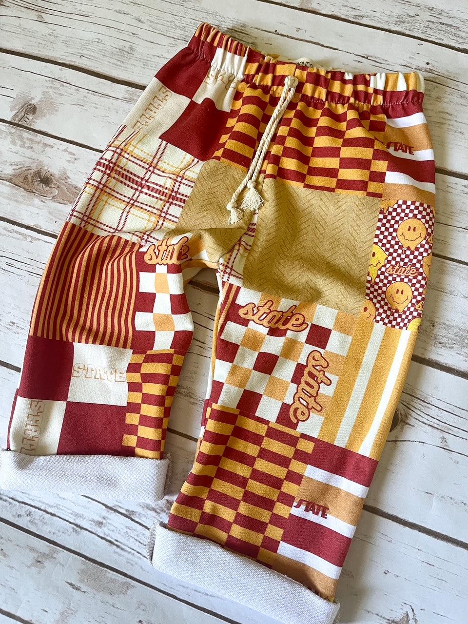 State Patchwork Wide Leg Sweats