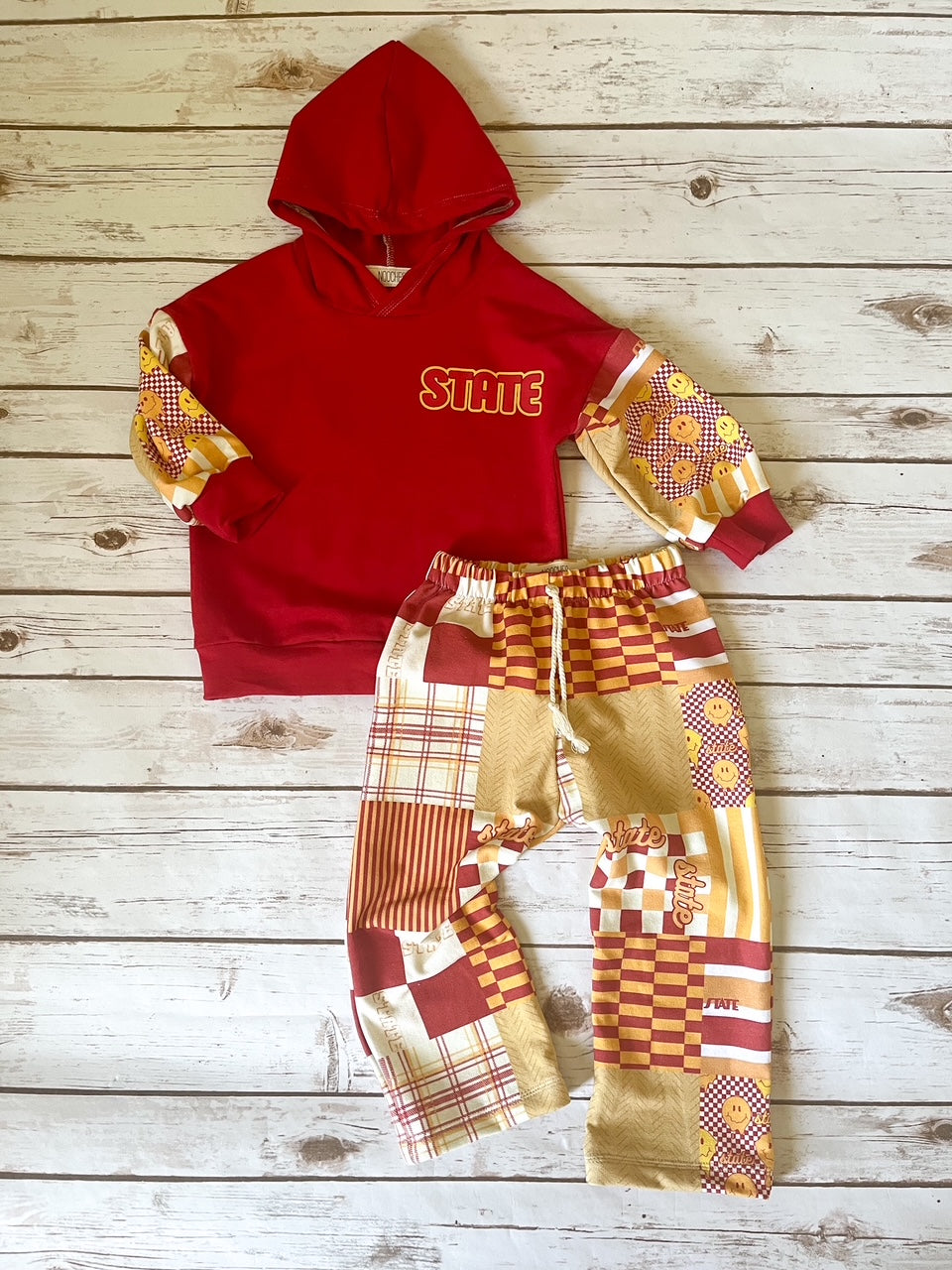State Oversized Patchwork Hoodie