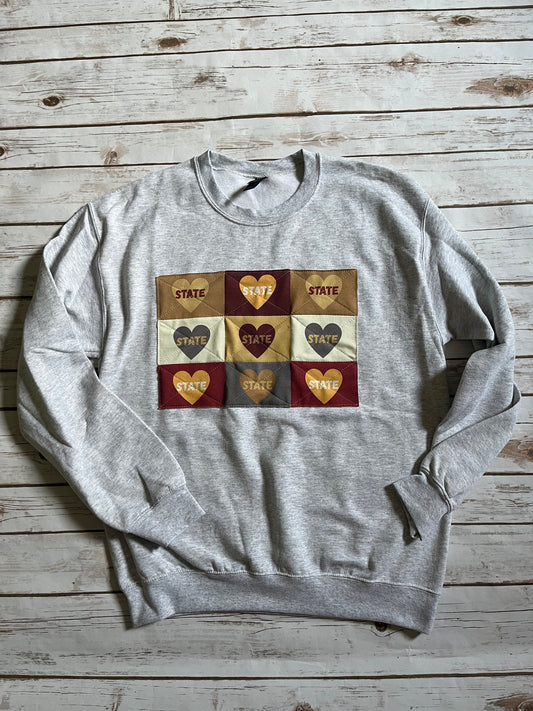 State Heart Patchwork Adult Pullover