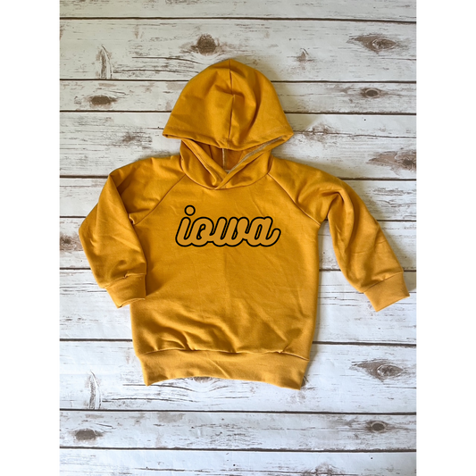 Iowa Cursive Mustard Hoodie