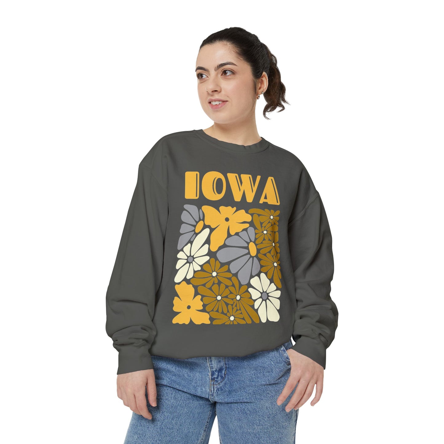 Iowa Floral Pullover - Comfort Colors