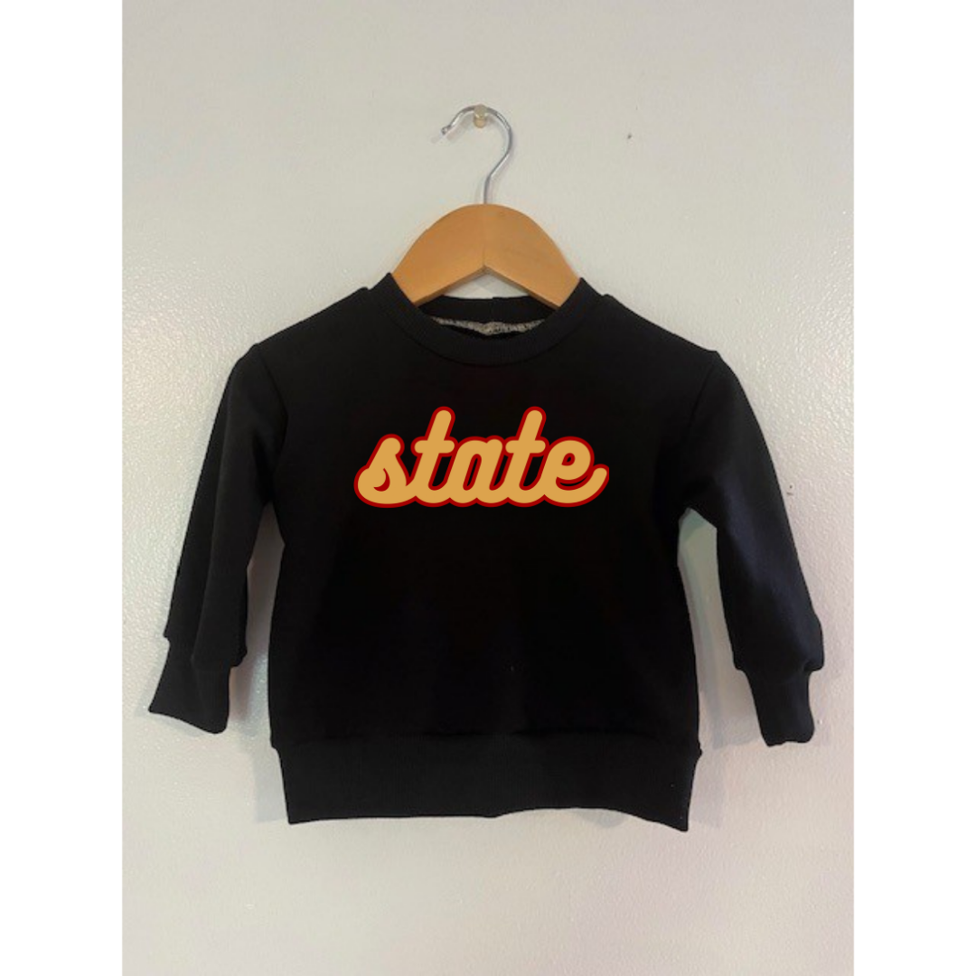 Black State Cursive Track Pullover