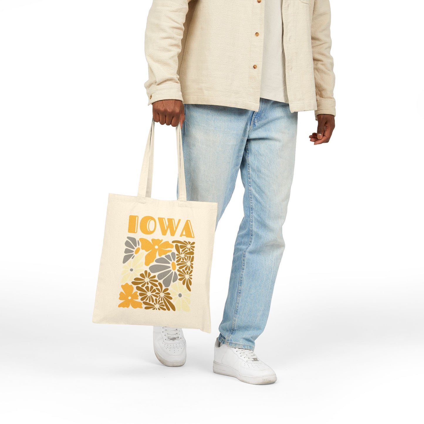 Iowa Floral Cotton Canvas Tote Bag