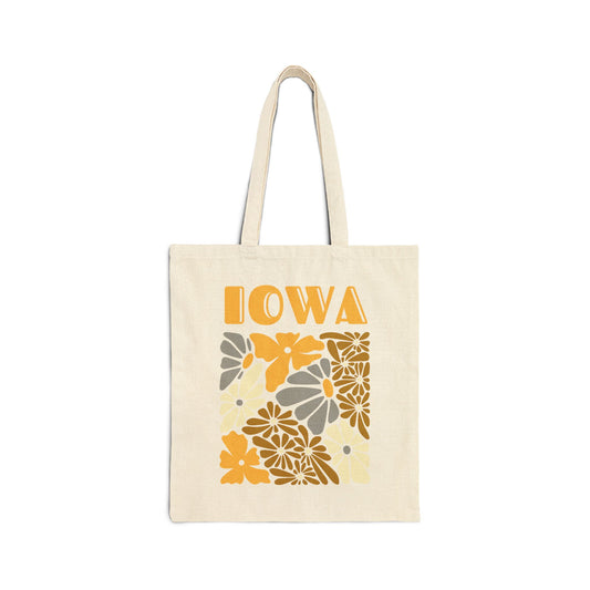 Iowa Floral Cotton Canvas Tote Bag