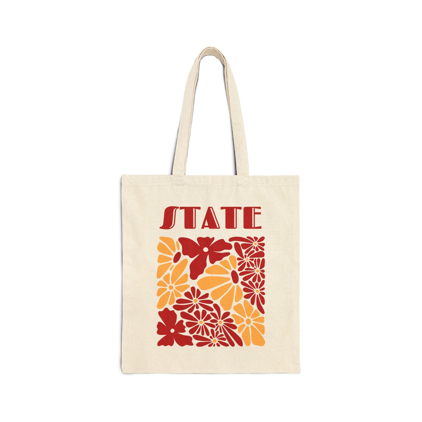 State Floral Cotton Canvas Tote Bag