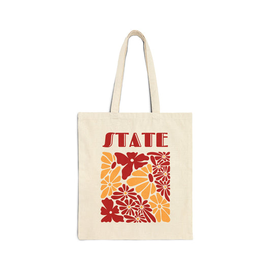 State Floral Cotton Canvas Tote Bag