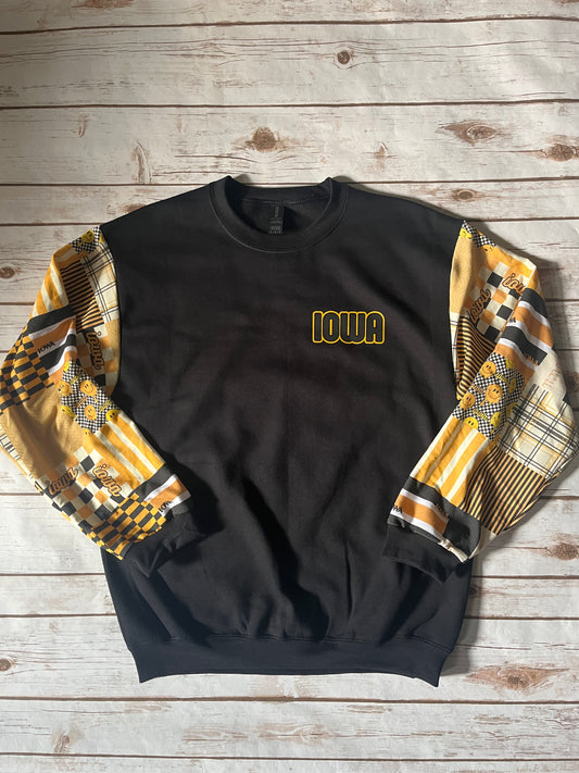 Black Iowa Patchwork Adult Pullover