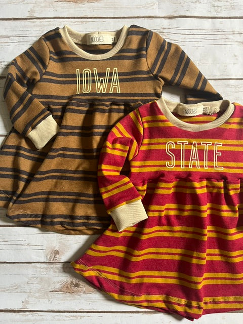 Iowa Golden Brown Striped Dress