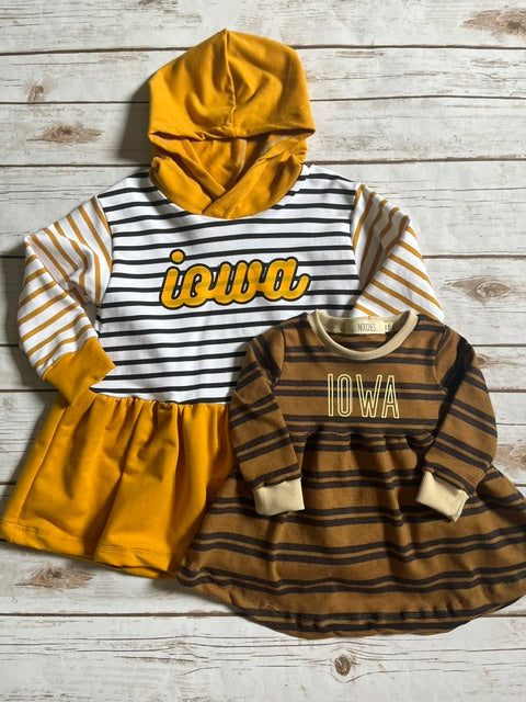 Iowa Golden Brown Striped Dress