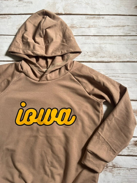 Iowa Cursive Chocolate Hoodie