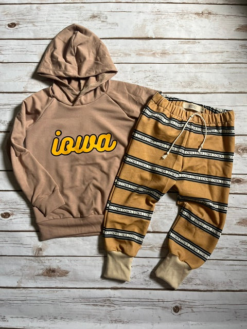 Iowa Cursive Chocolate Hoodie