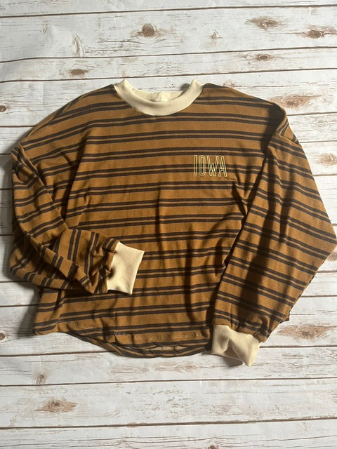 Iowa Golden Brown Stripe Adult Boxy Crew