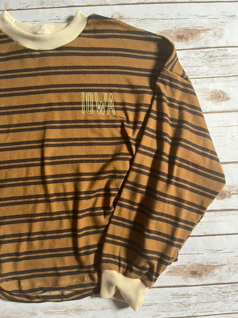Iowa Golden Brown Stripe Adult Boxy Crew