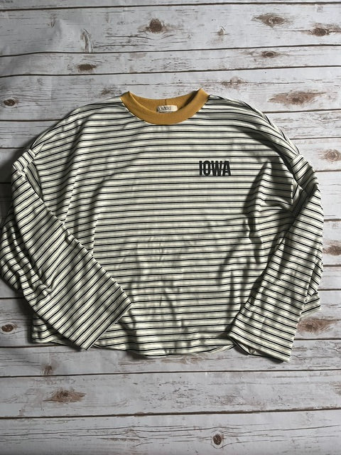 Iowa Stripe Adult Boxy Crew