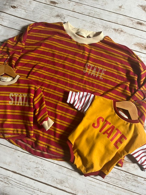 State Red Stripe Adult Boxy Crew