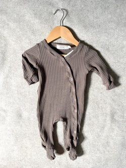 Cocoa Ribbed Footed Romper