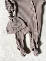 Cocoa Ribbed Footed Romper