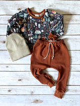 Burnt Orange Waffle Joggers