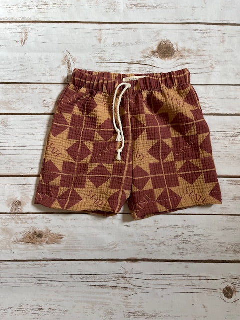 State Quilt Block Gauze Everyday Shorts