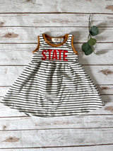 State Black and White Striped Dress
